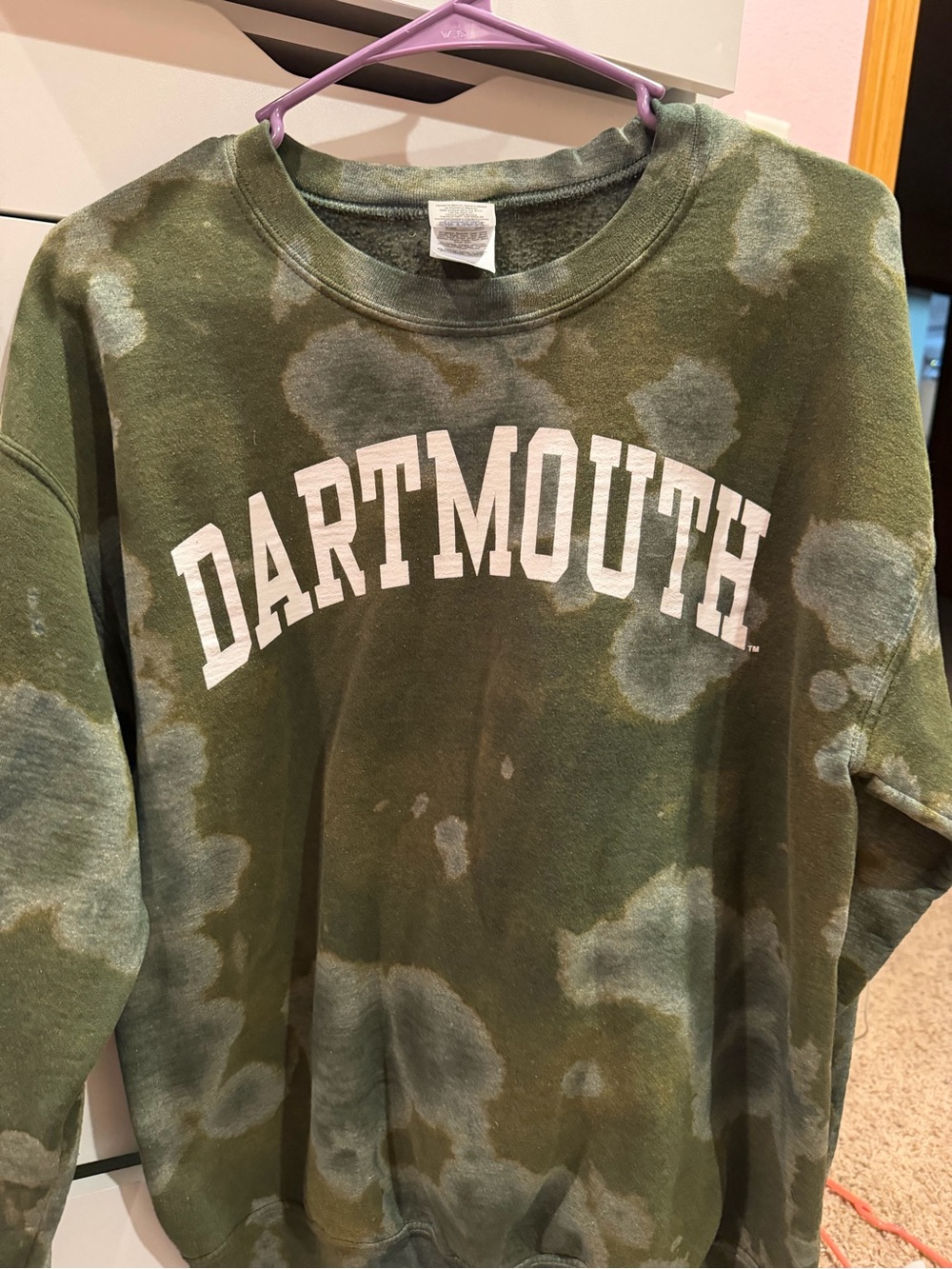 Gildan Olive Green Tie-Dye Dartmouth Crewneck Sweatshirt